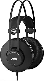 K52 High Performance Closed-Back, Monitoring Studio Headphones, Wired, Lightweight Design, 3.5mm and 1/4" adapters, 3m Cable - Black