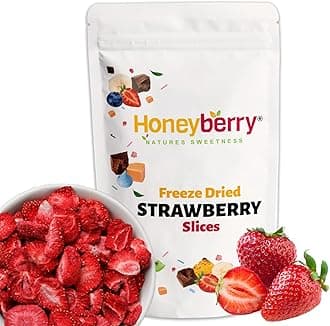 Freeze Dried Strawberry Slices 200g - 100% Natural Healthy Dry Strawberry - Perfect for Snacking, as Cake Decorations and Cocktail Garnish - Dehydrated from Frozen Berry Fruits for Drinks and Snack