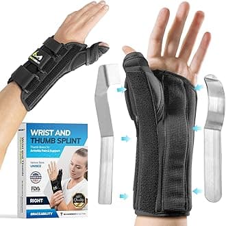 BraceAbility Thumb & Wrist Spica Splint | De Quervain's Tenosynovitis Long Stabilizer Brace for Tendonitis, Arthritis & Sprains Forearm Support Cast (Medium - Left Hand)