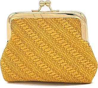 Coin Purse, Kiss Lock Coin Purse for Women, Large Capacity Coin Pouch,Vintage Change Purse Cute Car Coin Holder for Women (2-Yellow)