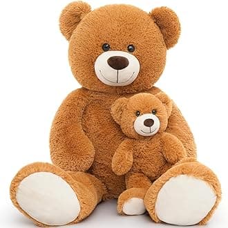 Tezituor Giant Stuffed Animal 39in, Large Teddy Bear Mommy with Baby, Big Teddy Bear for Kids, Girlfriend on Valentine, Christmas, Baby Shower, Brown