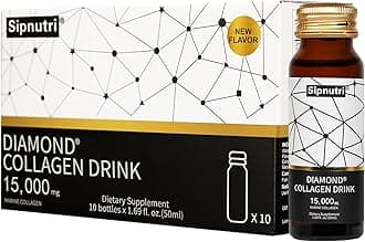 Diamond Marine Collagen Drink, Gift for Mom, 15000mg Hydrolyzed Collagen Peptides with Vitamin C, Pomegranate, Healthy Hair Skin Nails Joints Bones Support, 50 ml x 10 Bottles