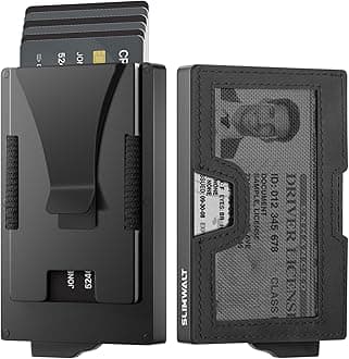Wallet for Men with Money Clip and ID Window - Holds 20 Cards, RFID Blocking Card Holder Wallets with Smart Card Slot, Minimalist Mens Wallet, Metal Pop Up Wallet, Gifts for Men Black