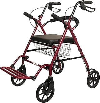 Entros Premium Aluminum Lightweight Foldable Height Adjustable Rollator Walker With Seat and Wheel | CE & ISO Certified | Ideal for Senior Citizen, Old People & Handicap | SC5001.