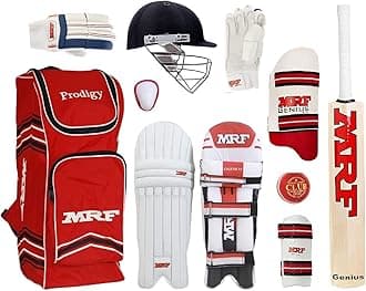VK-18 Style Cricket Kit for 12-17 Years | Complete Cricket Set with Size 5 Bat Gloves Pads Helmet Arm Thigh Guard Abdo Guard and Kit Bag | Cricket Kit for Boys and Teenagers