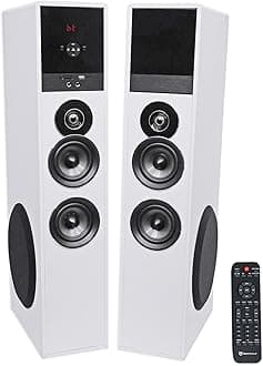 Rockville TM80W White Power Home Theater Tower Speaker 8" Sub/Bluetooth/USB