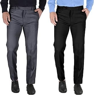 MARK LEWIS Men's Polycotton Formal Trouser - Comfortable, Stylish Office wear, combatable Pants for Daily Purpose, Ideal for Business & Casual Occasions - Pack of 2