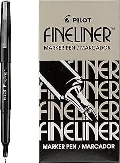 Fineliner Markers pen set, Black fine point line for drawing, 12 coun