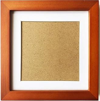ZXT-parts 8x8 Picture Frames with 6x6 Opening Mat. 8x8 Brown Square Photo Frame. Solid Wood, Plastic Panel, The Tabletop or The Wall.(The Protective Film Must be Removed.)