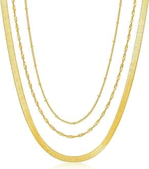 Senteria Gold Necklaces for Women Trendy 14KGold Chain Necklace Dainty Chunky Gold Choker Long Layered Necklace Set for Women 3/4Pcs