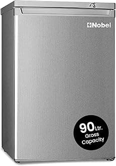 Nobel 90 Ltr Gross & 85 Ltr Net Single Door Upright Freezer Manual Defrost, with 4 Drawers, Recessed Handle, Reversible Door, Temperature Control & Adjustable Leveling Feet NUF255S Silver