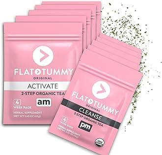 Flat Tummy Detox Tea (4 Week Program) – 2-Step Detox Tea to Boost Energy & Reduce Bloating* - All Natural Detox Cleanse w/Green Tea, Lemon Balm, Dandelion, Fennel, & More - Digestion support (5 Pack)