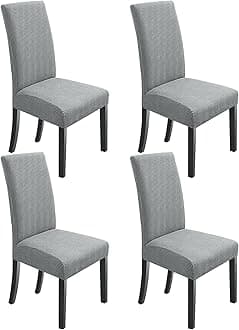 NORTHERN BROTHERS Dining Chair Covers Set of 4, Stretch Parson Chair Covers, Slipcovers, Light Grey