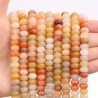 BONNY BOXX 1 Strand Natural 5 * 8mm Golden Silk Jade Rondelle Beads, Natural Abacus Disk Stone Beads Loose Spacer Gemstone for DIY Bracelet Necklace Jewelry Making