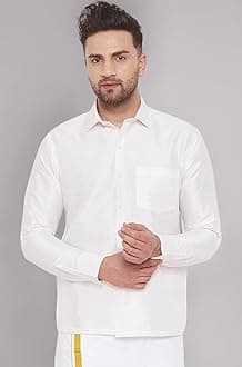 Men's Silk Blend Ethnic Shirt | Full Sleeves South Indian Traditional Shirt | Festive, Wedding, Casual Wear