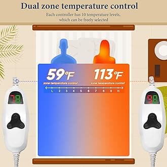greenoak Heated Blanket Electric Queen Size 84"X90" Dual Control, Heating Blanket with 10 Heat Levels 8 Hours Auto-Off, Fleece Soft Gifts for Grandma Seniors Mom,Misty Grey