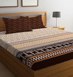 LOOMLYFE 300 TC Microfiber XXL Soft Cotton Super King Size Bedsheet for Double Bed, King Size 108 Inches X 108 Inches, 9 Feet, 275 X 275 cm with 2 Large Size Pillow Covers - CoffeeT