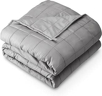 - Bare Home Weighted Blanket All-Natural 100% Cotton with Nontoxic Glass Beads 60"x80" 17lbs, Light Grey
