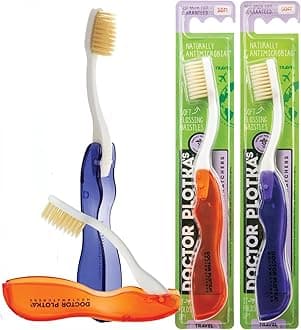 Dr Plotkas Extra Soft Flossing Toothbrush, Folding Travel Toothbrush for Adults, Ultra Clean Toothbrush, Good for Sensitive Teeth and Gums