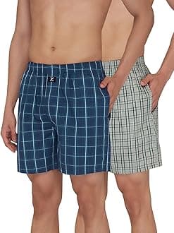 XYXX Men's Checkmate Super Combed Cotton Regular Fit Boxer Shorts with No Marks Waistband & Dual Side Pocket (Pack of 2)