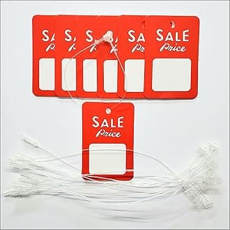 "Sale Price" Large Printed Garment Price Paper Tag Labels (1000 Pcs with White Loop Pins)