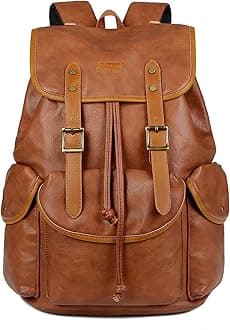 Leather 15.6 inch Laptop Backpack School College Backpack Satchel Bookbag Travel Business Casual Backpack CN-01