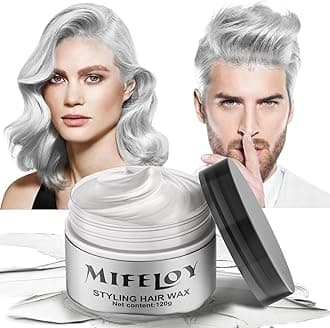 Silver White Temporary Hair Color Wax, Instant Natural Hairstyle Cream Dye, Washable Styling Pomadesfor Men Girls Women Youth, Disposable Coloring Mud for Party Cosplay DIY Halloween