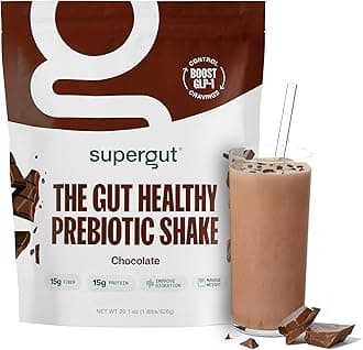 Supergut Prebiotic Shakes | Meal Replacement | Boost GLP-1 | High Protein and Fiber | No Added Sugar | Keto Food, Meal, Snack (Chocolate, 14 Servings)