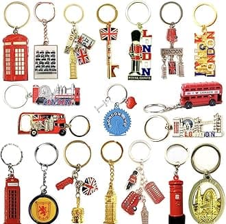 A1 Gifts 10 London Keyrings Great Britain Icons Union Jack Brelock UK Souvenir Metal KeyRing England famous Landmark keychain London Keyring