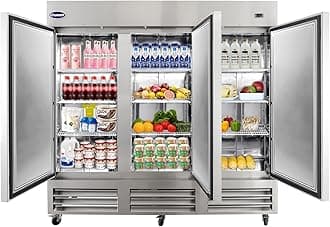 81" W Commercial Refrigerator 3 solid Door 72 Cu.ft Commercial Fridge Upright Fan cooling Refrigerator with Digital Thermostat for Restaurant, Bar, Home, etc