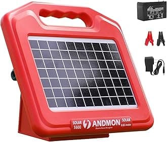 ANDMON S600 Solar Electric Fence Charger - 35 Mile Range, 0.65 Joules Powerful Solar Fence Charger, Ideal for Livestock and Garden Protection