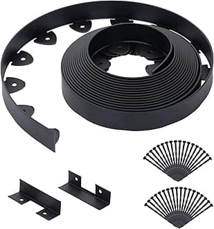 Landscape Edging, 33' 1.5" Tall Garden Edging, Lawn Edging with 40 Garden Spikes and 2 Connectors, Heavy Duty PP&PE Material Edging for Landscaping, Garden, Lawn, Black