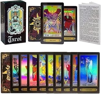 AYME Tarot Card GameWith Guidebook, 78 Pcs Holographic Tarot Cards Deck Future Telling Game With Colorful Box For Beginners And Professional Player, Adult (Style 6)
