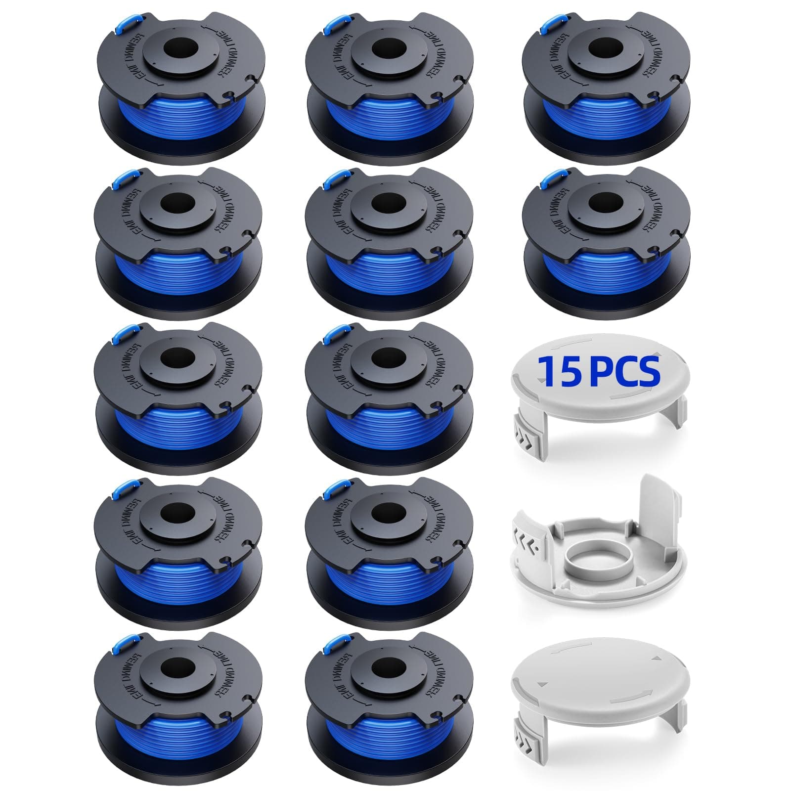 Trimmer String for Ryobi One+ AC14RL3A,Line String Trimmer Replacement Spool 0.065-Inch Compatible with Ryobi 18v, 24v, and 40v Cordless String Trimmer, 15 Packs(12 Trimmer Line,3 Trimmer Cap)