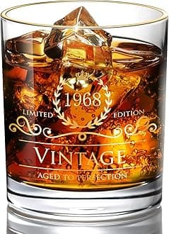 1968 54th Birthday Ideals for Men/Dad/Son, Vintage Unfading 24K Gold Hand Crafted Old Fashioned Whiskey Gl, Perfect for Home Use - 10 oz Bourbon Scotch, Party Decorations