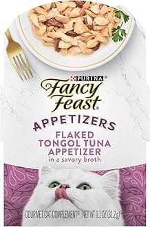 Purina Fancy Feast Appetizers Grain Free Cat Food Flaked Tongol Tuna Appetizer Lickable Cat Food Topper - (Pack of 10) 1.1 oz. Trays