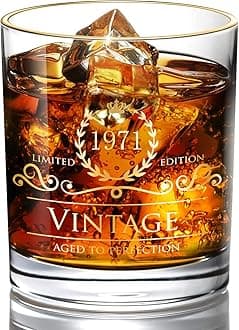 1971 50th Birthday Ideals for Men/Dad/Son, Vintage Unfading 24K Gold Hand Crafted Old Fashioned Whiskey Gl, Perfect for Home Use - 10 oz Bourbon Scotch, Party Decorations
