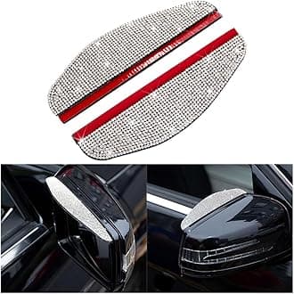 2PCS Car Rearview Mirror Rain Eyebrows, Bling Crystal Rain Visor Guard, PVC Waterproof Auto Mirror Visor Smoke Shade Cover, Automotive Exterior Accessories Decor (White)