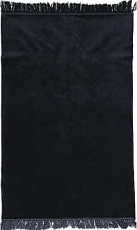 Modefa Turkish Islamic Velvet Janamaz Prayer Rug - Prayer Mat Carpet for Men and Women - Traditional Muslim Sajadah - Ramadan or Eid Gift - Solid Simple (Black)