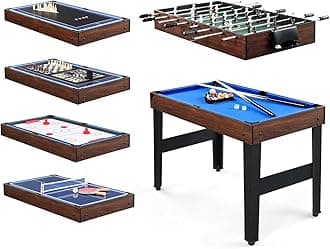 PEXMOR 10-in-1 Multi Game Table for Adults, 48" Combo Game Table for Game Room, Game Table Set for Family w/Hockey, Foosball, Pool, Ping Pong, Shuffleboard, Chess, Checkers, Bowling, Backgammon