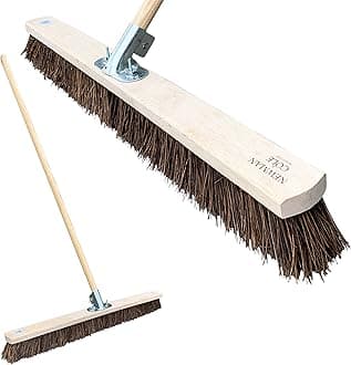 Newman and Cole 36” Wide Broom Outdoor, Extra-Large Heavy Duty Broom Sweeping Brush for Big Yards and Industrial Cleaning (36” Natural Bassine Siff Broom Complete with Handle)…
