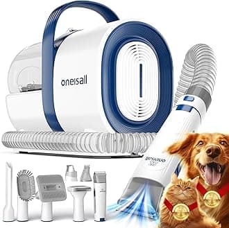 Dog Grooming Vacuum, Pet Grooming Vacuum with Clipper Nail Grinder, 1.5L Dust Cup Dog deshedding Brush with 7 Tools for Shedding Pet Hair, Home Cleaning(Blue)