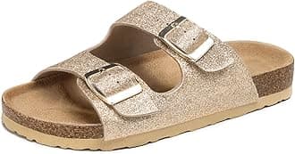 - Boys Girls Glitter Slide Sandals, Cork Slipper with Adjustable Straps for Little Kid/Big Kid
