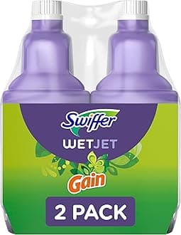 WetJet Multi-Purpose and Hardwood Liquid Floor Cleaner Solution Refill, with Gain Scent, 42.2 fl oz each, (Pack of 2)