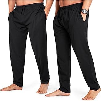 Mens Pyjama Bottoms - Jersey Lounge Pants with Pockets, Pack of 2