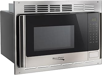 RecPro RV Microwave with Trim Kit | 1.0 Cu. Ft. | 900W | Direct Replacement for Greystone and High Pointe (Stainless Steel)