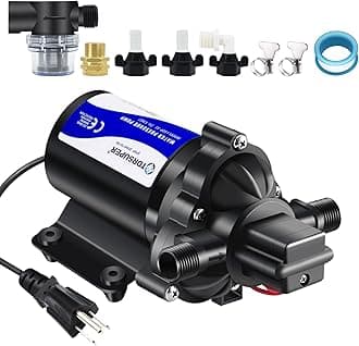 TDRSUPER Self-Priming Water Transfer Pump 110V AC, 4GPM 45PSI High Pressure Booster Pump, Black Stainless Steel Diaphragm Garden Sprinkler Pump for Home, Kitchen, Bathroom, Marine, Yacht