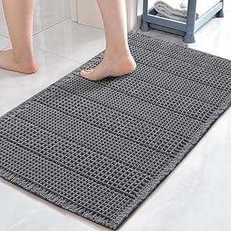H.VERSAILTEX Upgraded Waffle Bath Mat Super Absorbent Non Slip Bath Rugs for Beside Tub, 20" x 32", Grey
