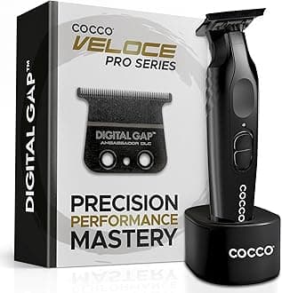 Cocco Veloce Pro Trimmer, Digital Gap Ambassador DLC Blade Edger, High-Torque Brushless BLDC Motor, Cordless, All-Metal Design, Lithium-Ion Battery, Charging Base Included,