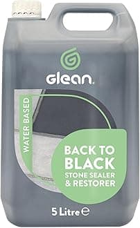 GLEAN Black Stone Restorer & Sealer | BLACK | 5 Litre | Impregnating Patio Sealer Restores Colour Of Faded Black Limestone, Slate, Marble & Concrete | Interior & Exterior Sealant